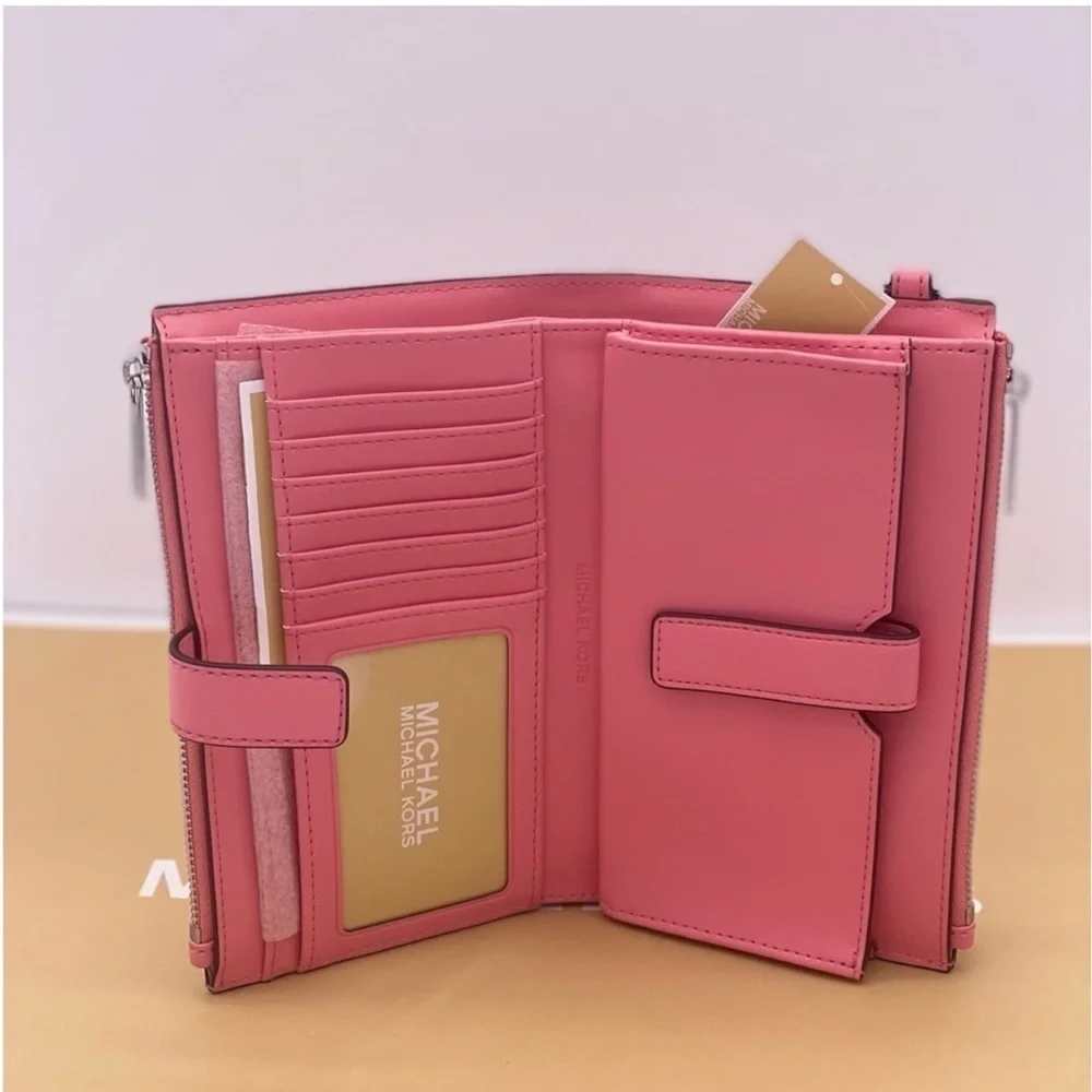 Michael Kors DoubleZip Wristlet Wallet Tea Rose